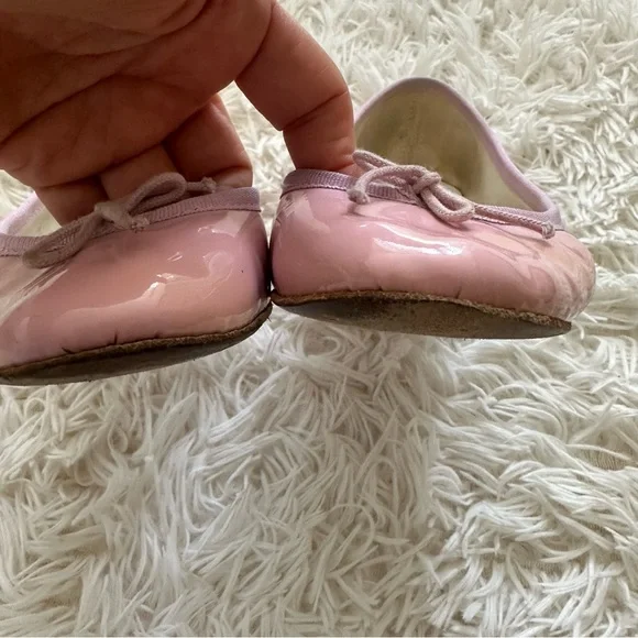 Repetto Camille Ballet Patent Leather Slip On Heel Flats Pink Size 38.5